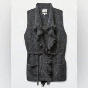 Aritzia Wilfred Free Fei Fei Alpaca Wool Blend Fringe Belted Vest Grey Size S